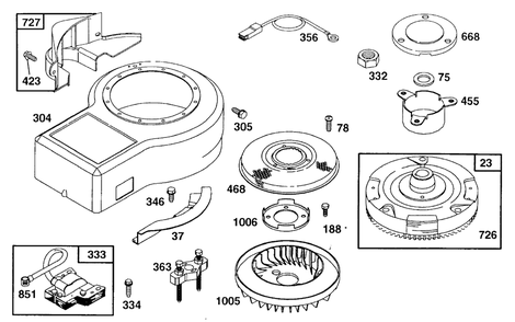Briggs And Stratton Engine 11hp Model: 28c707-0110-0 (Part 6) Diagram and Parts List for 30576X10B  Briggs and Stratton Lawn Tractor